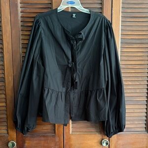 SHEIN Black Tie-Front Blouse